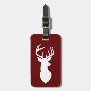 White Deer Buck Hunter Maroon Burgundy Gepersonali Bagagelabel