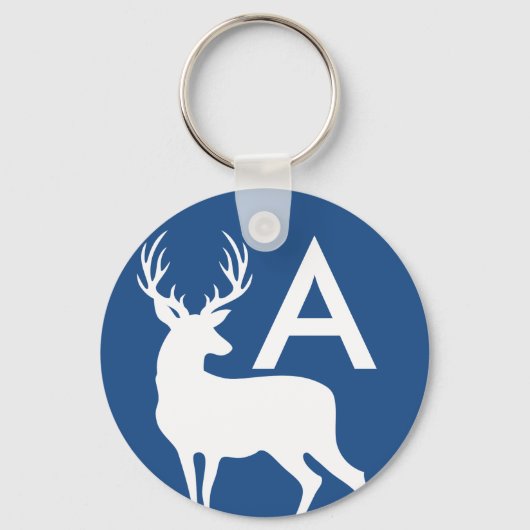 White Deer Buck Silhouette Sleutelhanger (Voorkant)