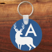 White Deer Buck Silhouette Sleutelhanger (Voorkant)