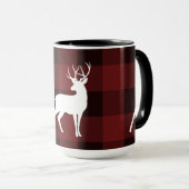 White Deer Buffalo Pset Rustic Country Kerstmis Mok (Voorkant rechts)
