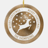 White Deer - Faux Golden Folie look (geen echte Fo Keramisch Ornament (Achterkant)