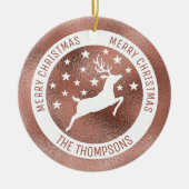 White Deer - Faux Roos Gold Foil (niet echt Folie) Keramisch Ornament (Voorkant)