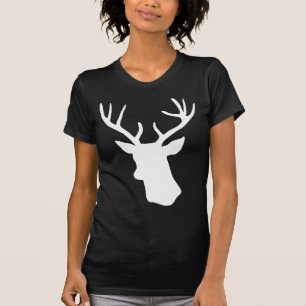 White Deer Head Silhouette - Donkere T-shirt