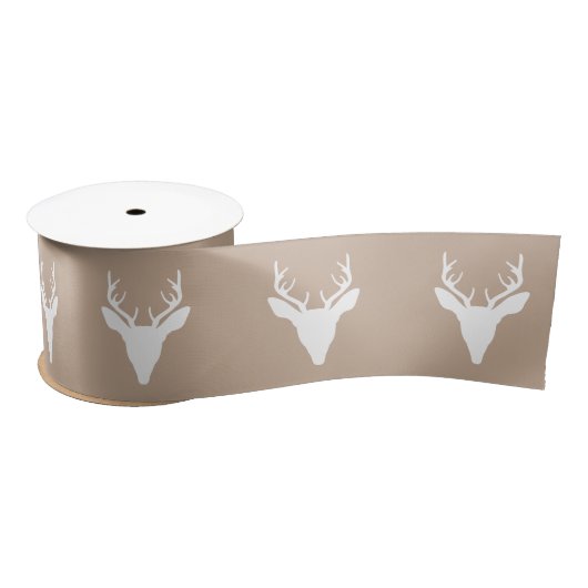 White Deer Head Silhouette op beige Lint (Spoel)