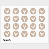White Deer Head Silhouette op beige Ronde Sticker (Vel)