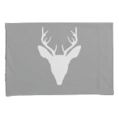 White Deer Head Silhouette op grijs Kussensloop (Voorkant-Rechts)