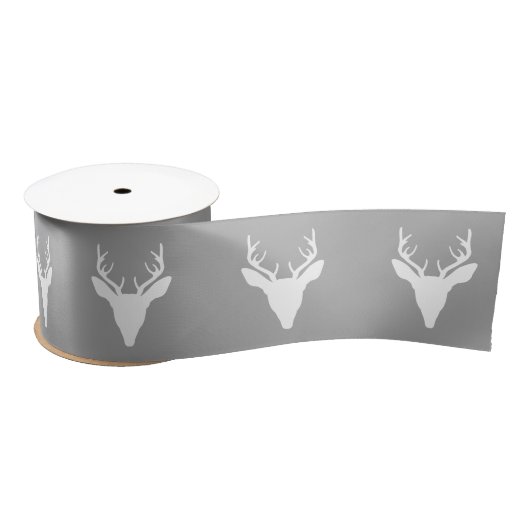 White Deer Head Silhouette op grijs Lint (Spoel)
