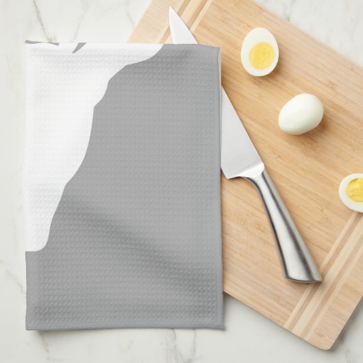 White Deer Head Silhouette op grijs Theedoek (Quarter Fold)