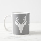White Deer Head Silhouette op grijze en aangepaste Koffiemok (Links)