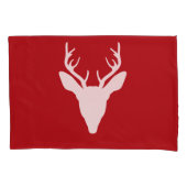 White Deer Head Silhouette op rood Kussensloop (Voorkant-Links)