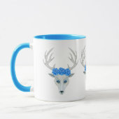 White Deer Head Vibrant Blue Eyes Antlers Rozen Mok (Links)
