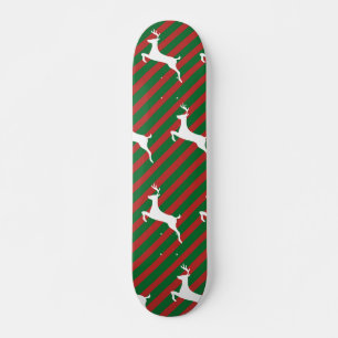 White deer Pattern (groen en rood) Skateboard