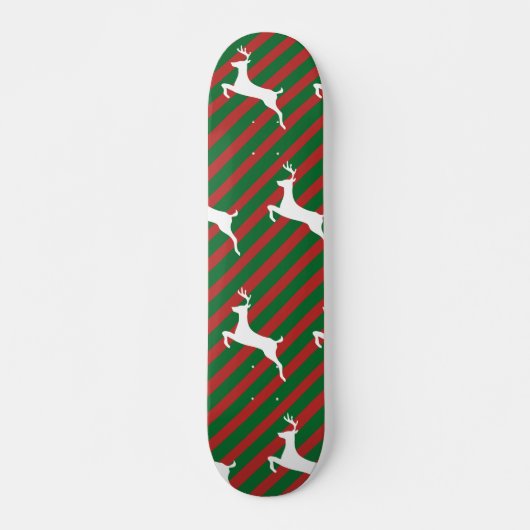 White deer Pattern (groen en rood) Skateboard (Voorkant)
