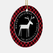 White Deer Red Buffalo Pset Merry kerst Name Keramisch Ornament (Rechts)