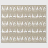 White Deers on beige & Personated Text Kerstmis Cadeaupapier (Vlak)