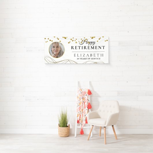 White Delicate Custom Photo Retirement Party Spandoek (Insitu)