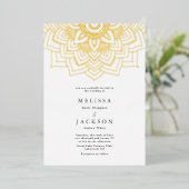 White Delicate Gold mandala Wedding Folie Uitnodiging (Staand Voorkant)
