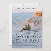 White Delicate Thin Script Photo Save the Date (Voorkant)