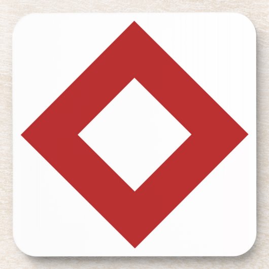 White Diamond, Bold Red Border Bier Onderzetter (Voorkant)