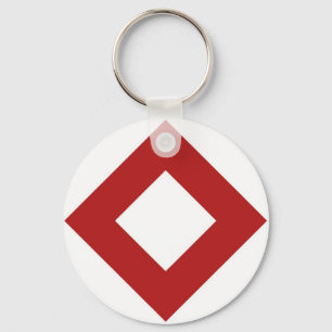 White Diamond, Bold Red Border Sleutelhanger