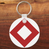 White Diamond, Bold Red Border Sleutelhanger (Voorkant)