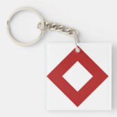 White Diamond, Bold Red Border Sleutelhanger (Voorkant)