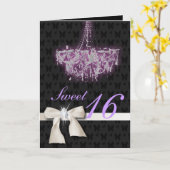 White Diamond Bow Sweet 16 Kaart (Gele Bloem)