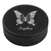 White Diamond Butterfly, DIY Script Name, Black Hockey Puck (3/4)