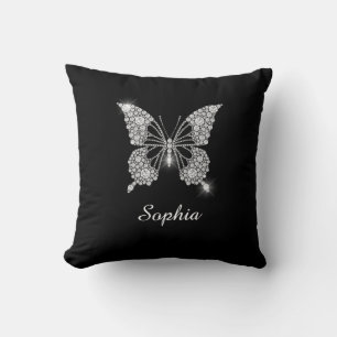 White Diamond Butterfly, DIY Script Name, Black Kussen
