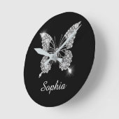 White Diamond Butterfly, DIY Script Name, Black Ronde Klok (Hoek)