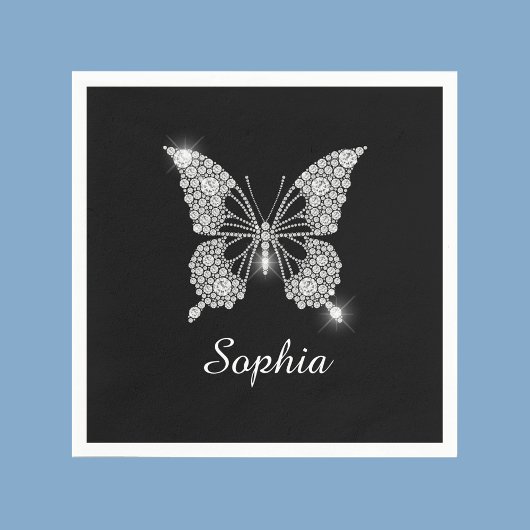 White Diamond Butterfly, DIY Script Name, Black Servet