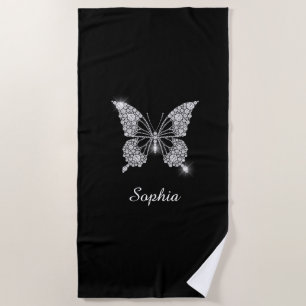 White Diamond Butterfly, DIY Script Name, Black Strandlaken