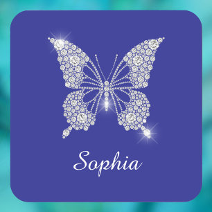 White Diamond Butterfly, Script Name, Deep Blue Bier Onderzetter