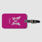 White Diamond Butterfly, Script Name, Deep Fuchsia Bagagelabel (Voorkant (horizontaal))