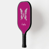 White Diamond Butterfly, Script Name, Deep Fuchsia Pickleball Paddle (Links)