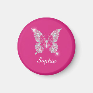 White Diamond Butterfly, Script Name, Fuchsia Magneet