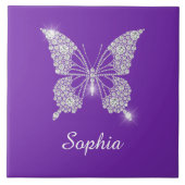 White Diamond Butterfly, Script Name, Paars Tegeltje (Voorkant)