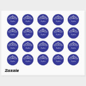 White Diamond Crown, scriptnaam, Deep Blue Ronde Sticker (Vel)