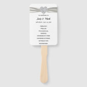 White Diamond Heart Trouwprogramma Handwaaier (Voorkant)