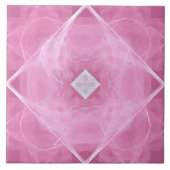 White Diamond on Pink Lace Pattern Ceramic Tile Tegeltje (Voorkant)