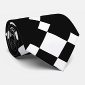 White Diamond Pattern on Black Stropdas (Opgerold)