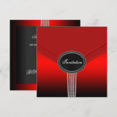 White Diamond Red Black Stropdas Party Kaart (Voorkant / Achterkant)