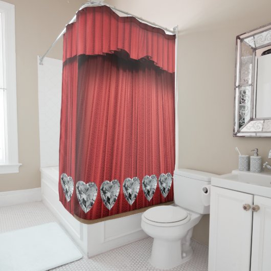 White Diamond Red Shower Curtain Douchegordijn (In situ)
