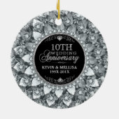 White Diamonds 10e bruiloft Jubileum Keramisch Ornament (Achterkant)