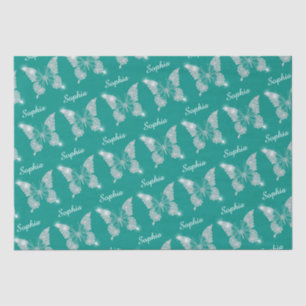 White Diamonds Butterfly Sparkle Script Naam, Blau Tissuepapier