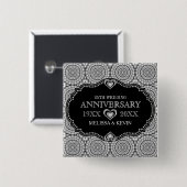 White Diamonds Glitter 25e bruiloft Jubileum Vierkante Button 5,1 Cm (Voorkant /achterkant)