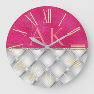 White Diamonds-kussen op warmroze leder Grote Klok