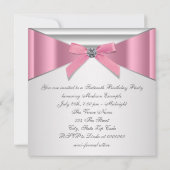 White Diamonds Pink Sweet 16 Party Kaart (Achterkant)