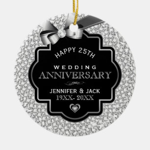 White Diamonds Silver en Black 25 Jubileum Keramisch Ornament