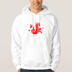 White Dimonus Hooded Sweatshirt "RED Seahorse".
